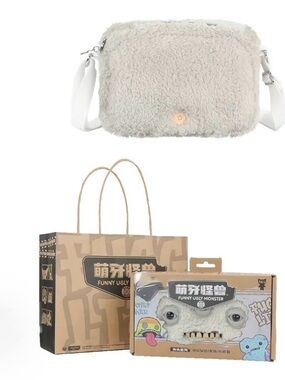 New Fuggler Zuru Series 2 Crossbody Bag Purse Plush Annoyed Alien Grey White